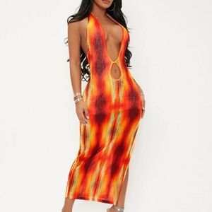 Vibrant Halter Maxi Dress